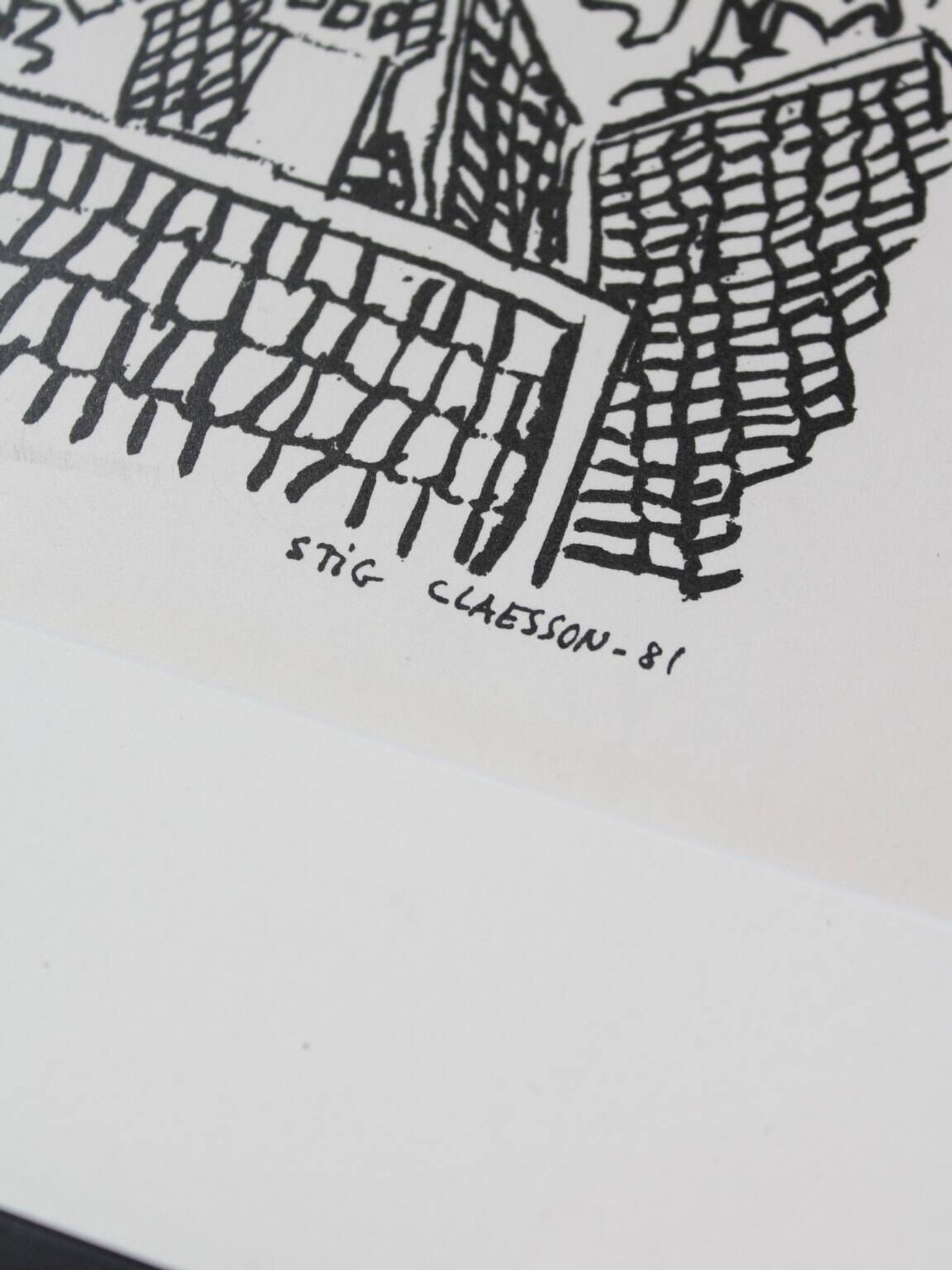 Stig Claesson "Toits de Stockholm" Lithographie, 42x32cm, 1981