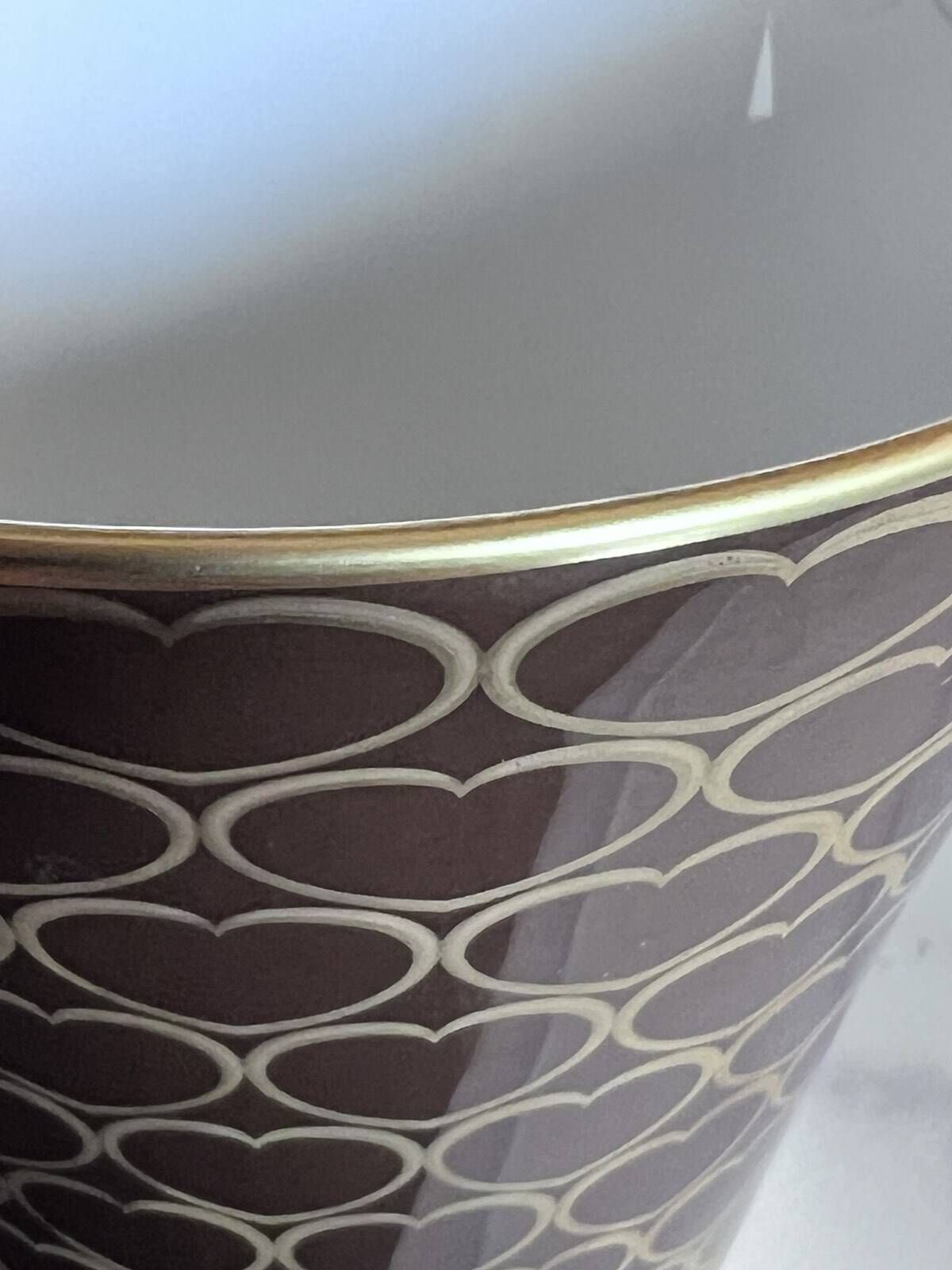 HAVILAND Limoges porcelain Gold & White Vase pot ONZE DE COEUR hand-decorated