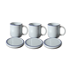 3 mugs et leur assiette
