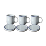 3 mugs et leur assiette