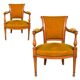Paire de fauteuils style Directoire en merisier velours