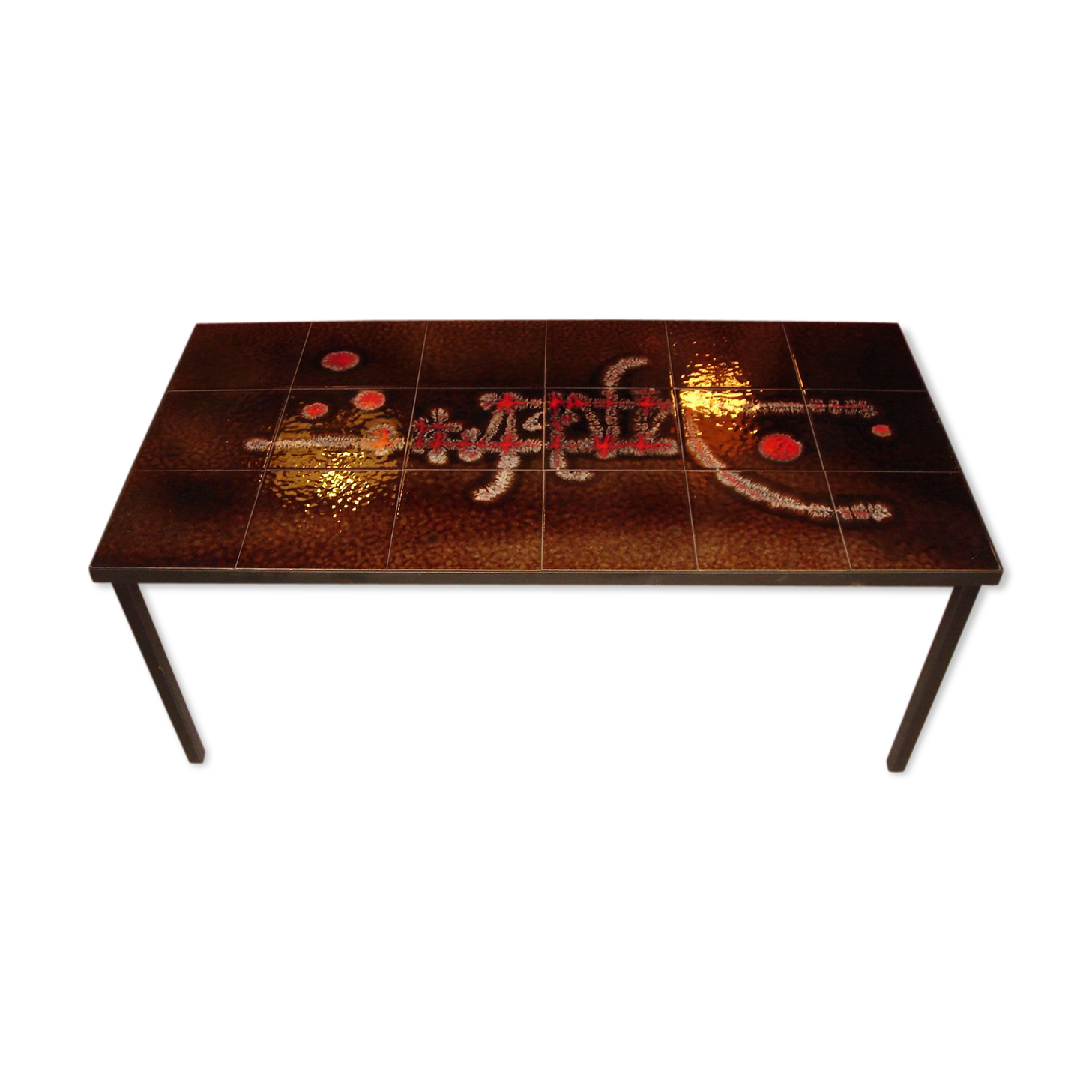 1960 coffee table, painted earthenware