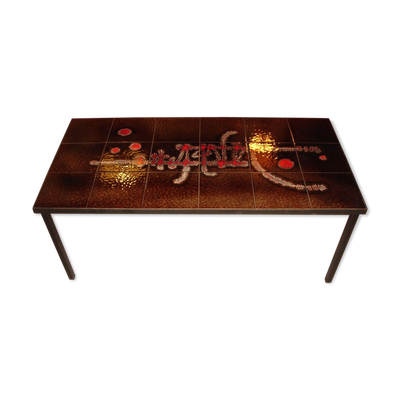 Table de salon de 1960, faïence peinte