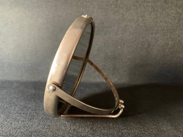 Small old barber's mirror, round, 2 sides, 1930