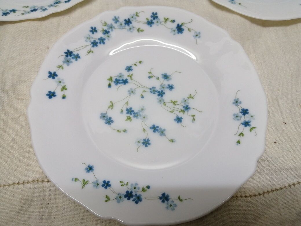 arcopal plates old blue flowers vintage lot of 3