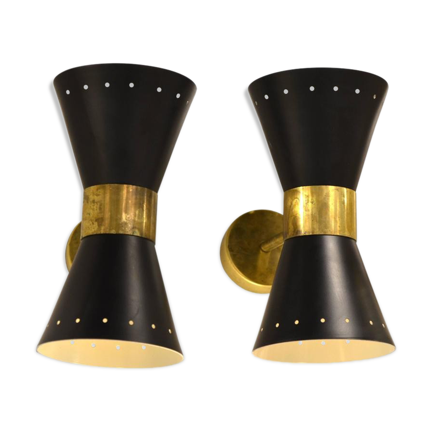 Pair of black diabolo design Italian brass