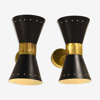 Pair of black diabolo design Italian brass