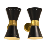 Pair of black diabolo design Italian brass