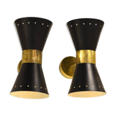 Pair of black diabolo design Italian brass