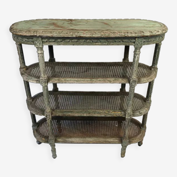 Console de style Louis XVI en bois laqué gris/vert