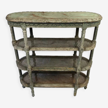 Louis XVI style console in grey/green lacquered wood