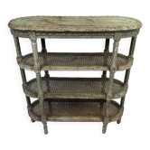Console de style Louis XVI en bois laqué gris/vert