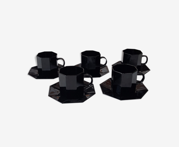 Octagonal black tea service octime Arcoroc