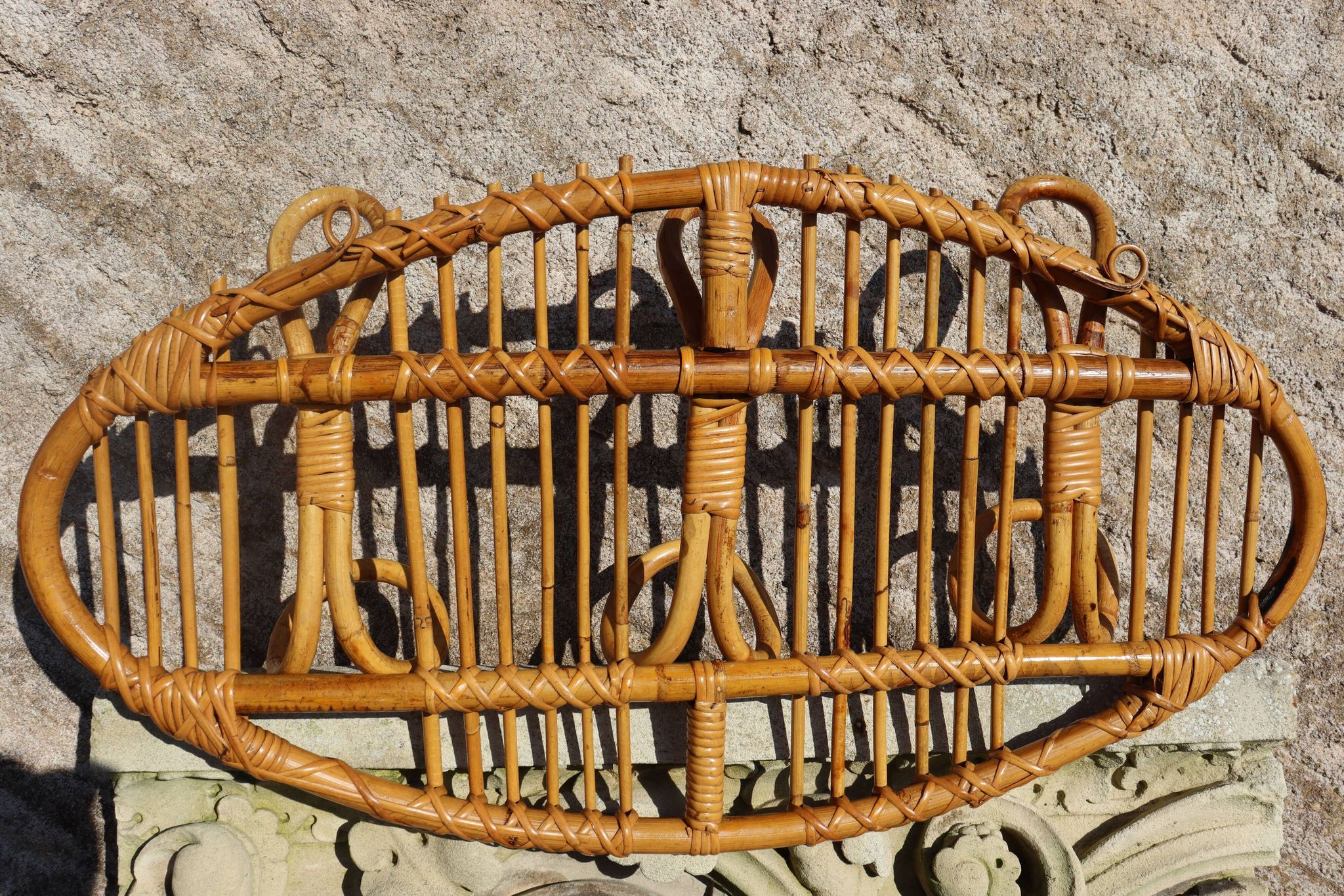 Italian rattan coat rack