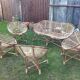 Set of 4 armchairs and 1 vintage rattan bench (5 pieces) inseparable.
