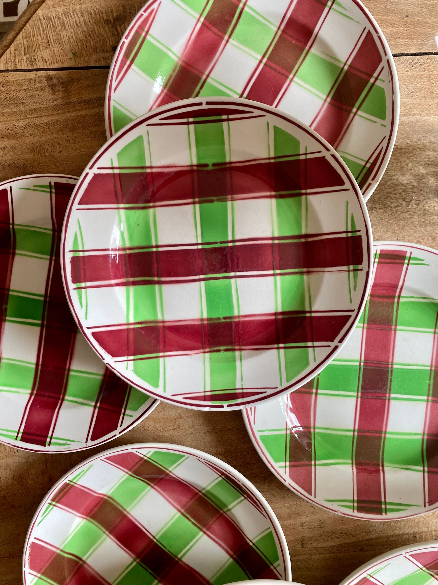 Set of 8 old flat plates, Sousse models by Digoin Sarreguemines
