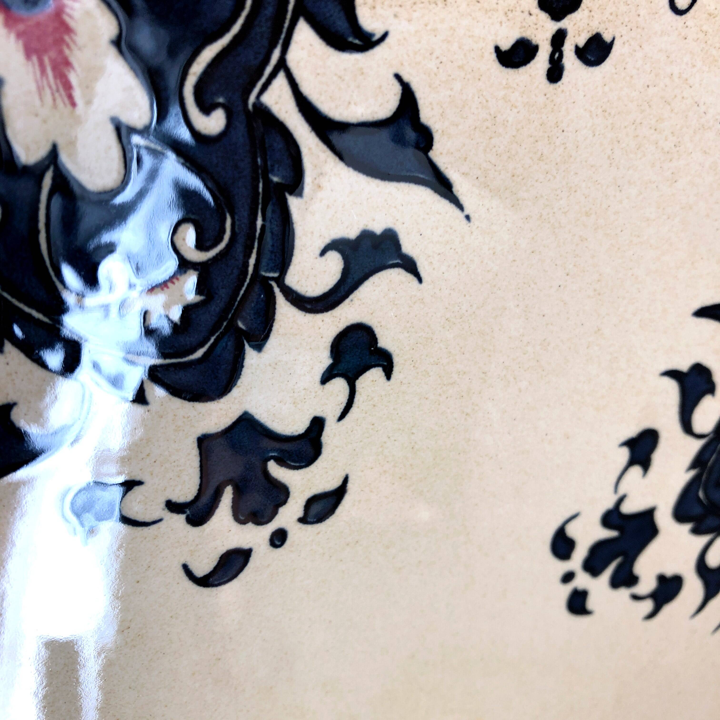 Decorative earthenware plate from Salins France decor Quevilly 25.5 cm