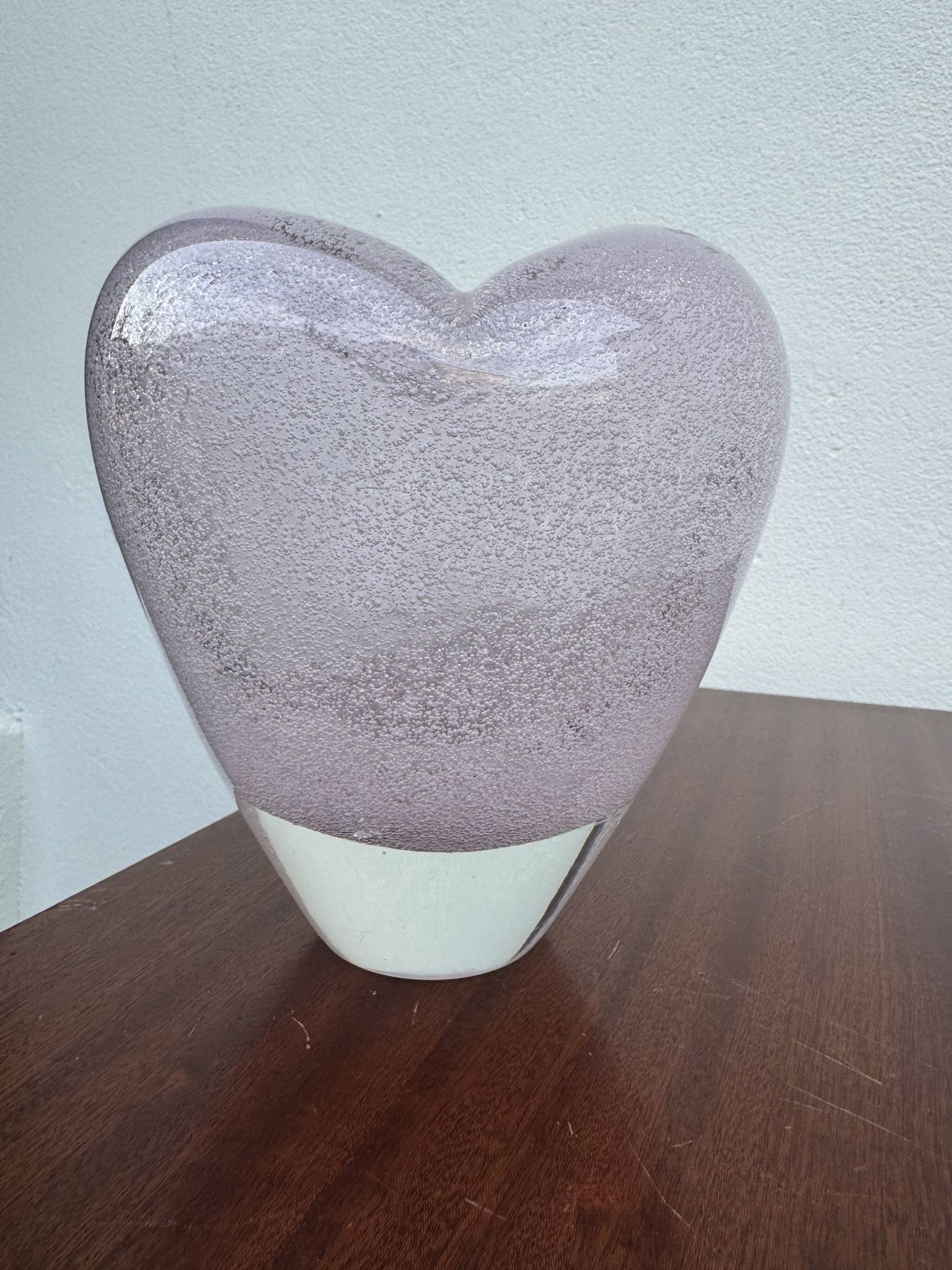 Heart-shaped bubble glass vase from the 1960s.