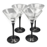 Set of 4 Luminarc cocktail glasses with black stem