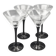 Set of 4 Luminarc cocktail glasses with black stem
