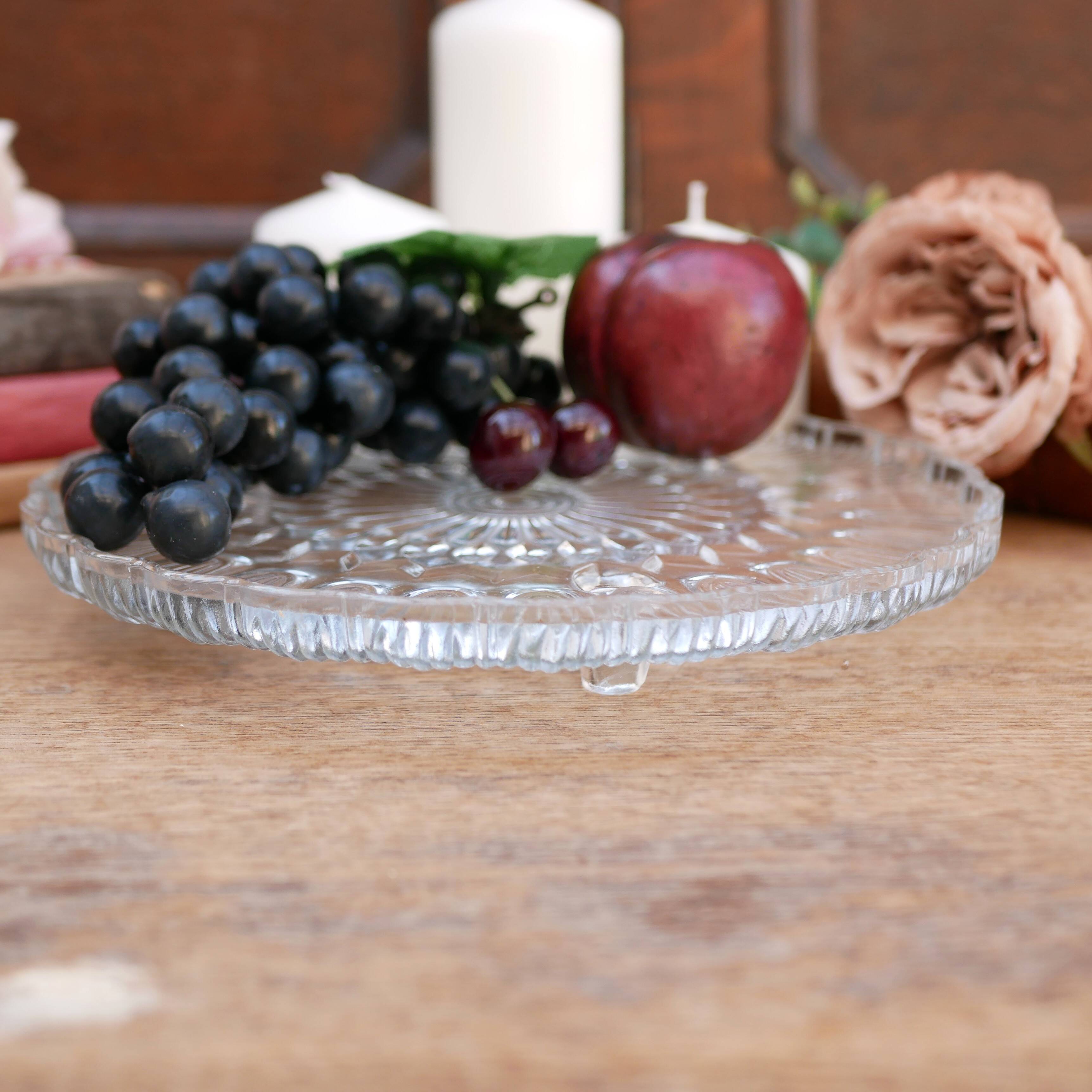 Decorative glass tray with round feet