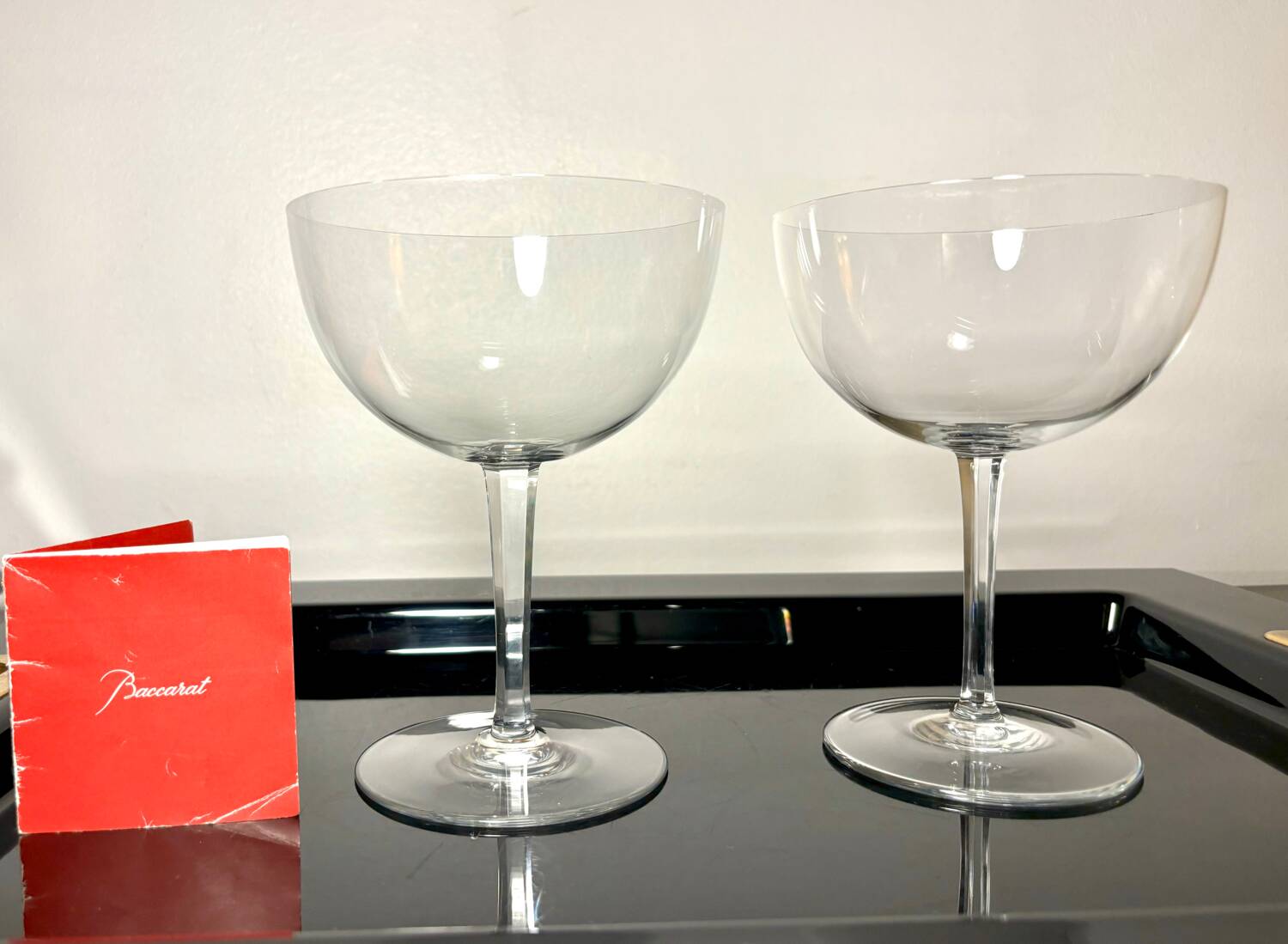 Two giant champagne tasting glasses Baccarat