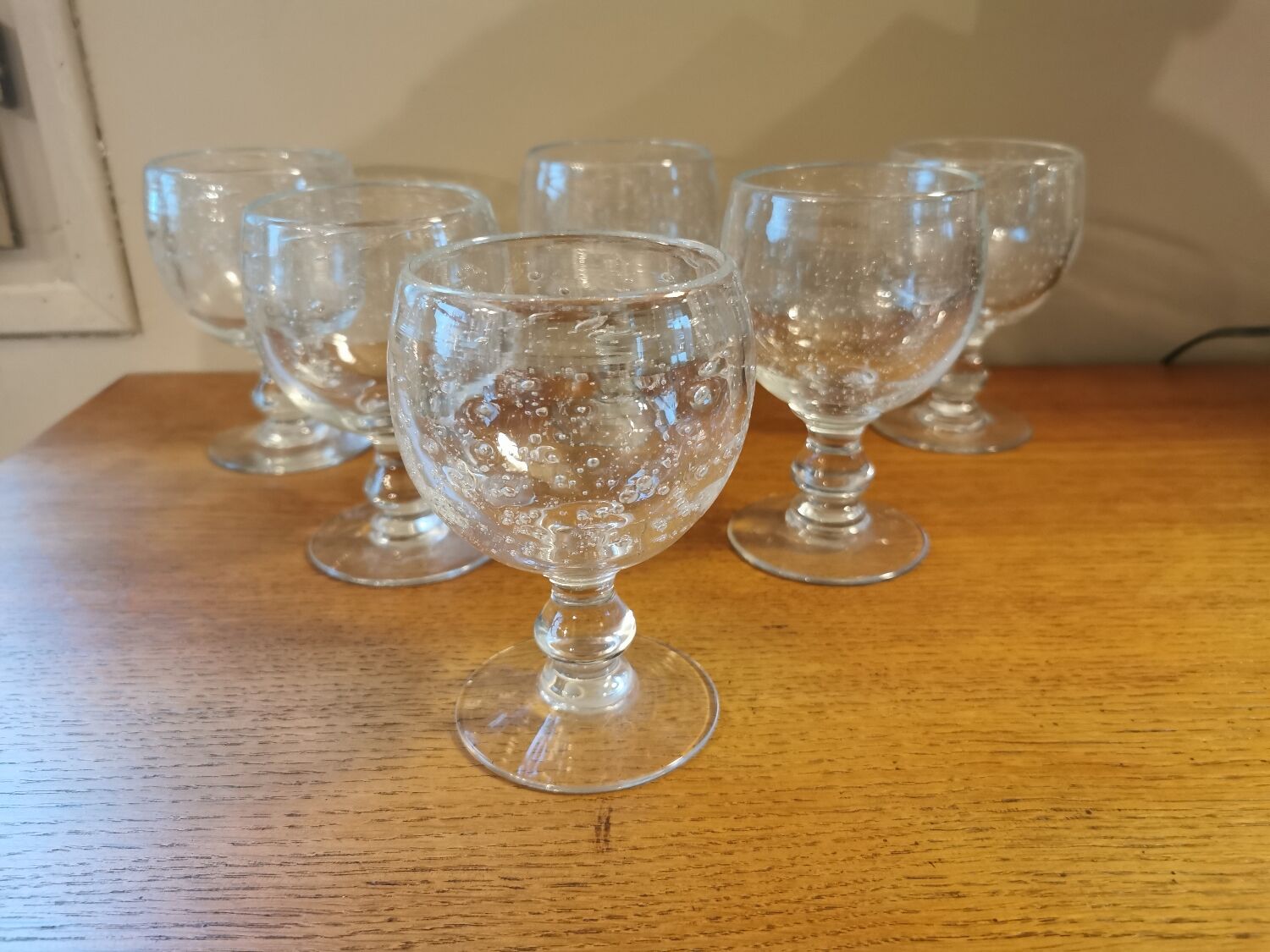Lot de 6 verres à pied vintage bullés Biot