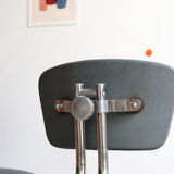 Pair of workshop chairs from the 50s in chrome steel and imitation leather
