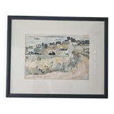 Tableau - Watercolour Landscape Brittany - Breton village - Signed André Jean Co