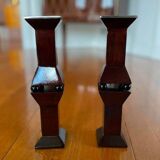 Garance Vallée for Monoprix. Duo of sculptural wooden candlesticks