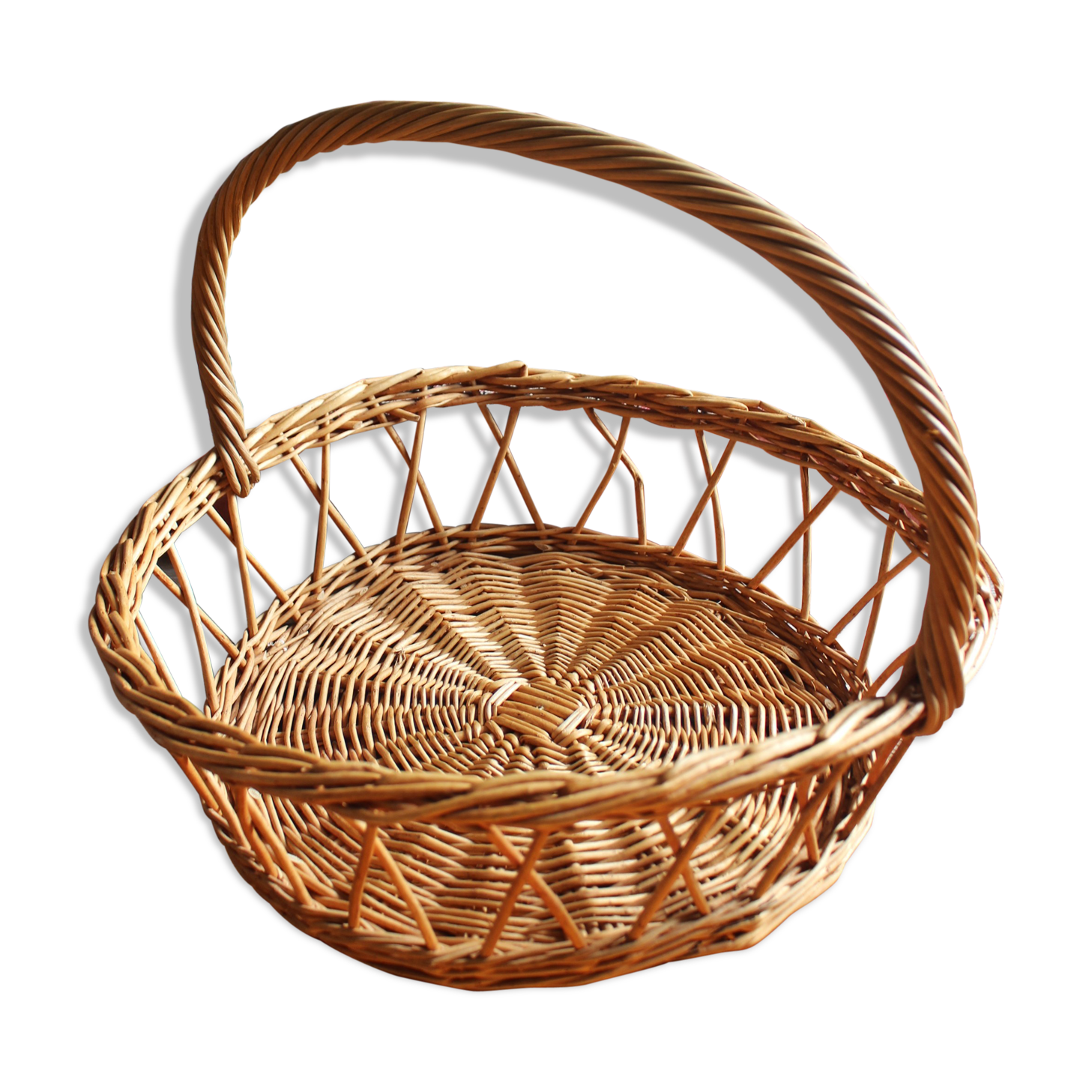 Vintage basket round Osier Large cove