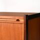 Vintage Scandinavian bookcase with pull-out desk and brass supports