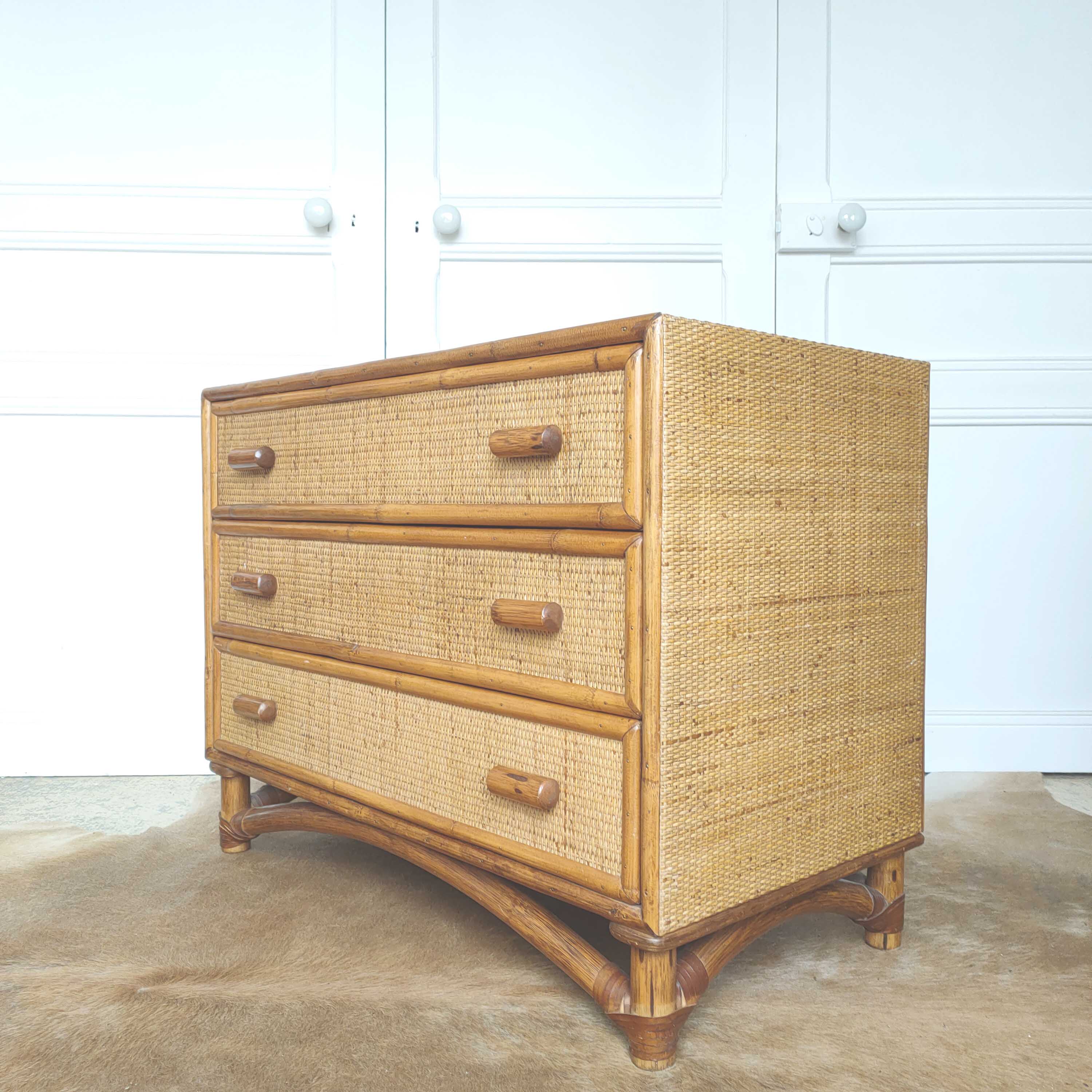 Commode bambou et rotin
