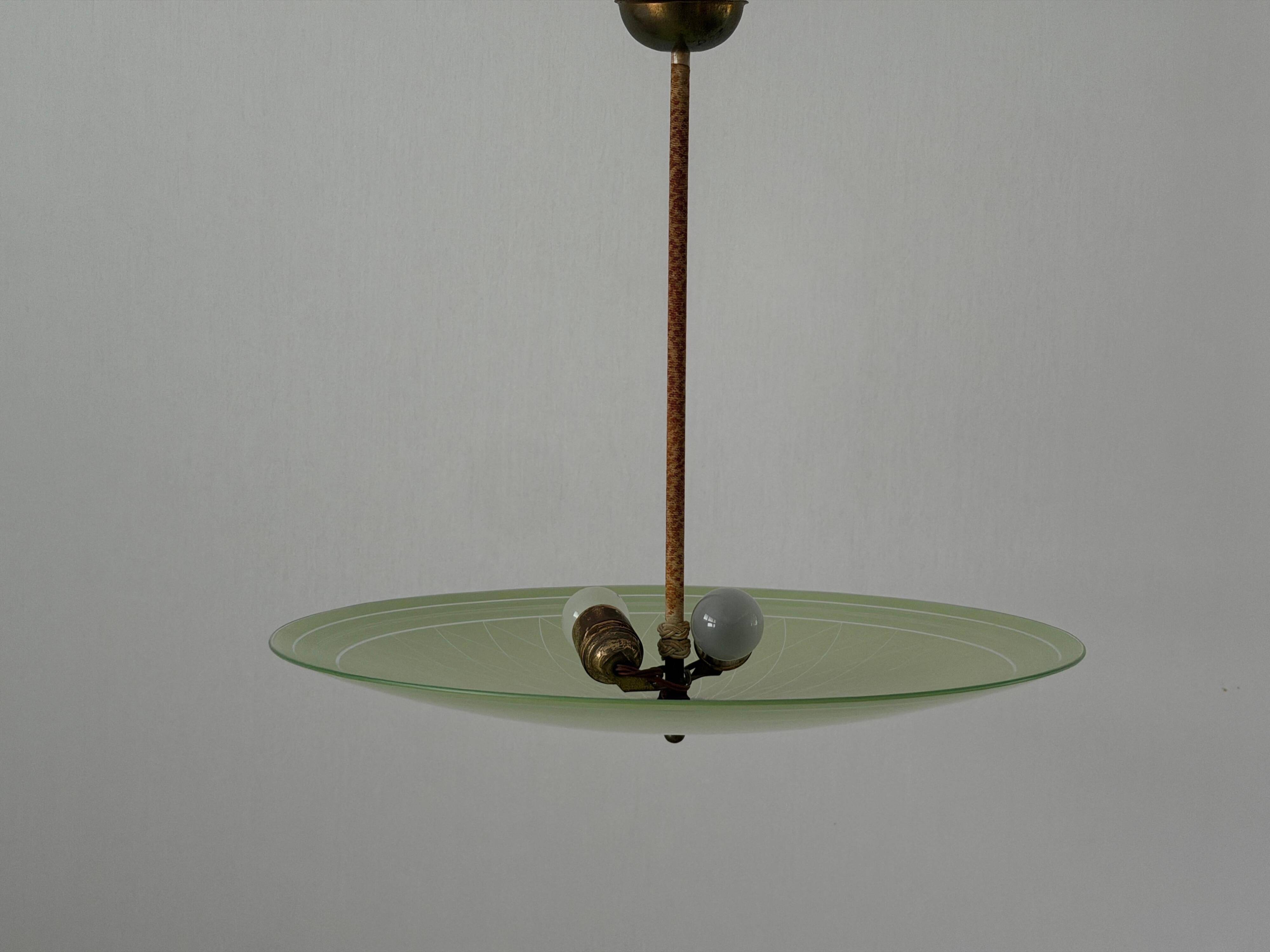 Art Deco ceiling light in green glass, 1940s, Germany