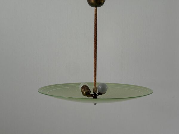 Suspension Art Déco en verre vert, années 1940, Allemagne