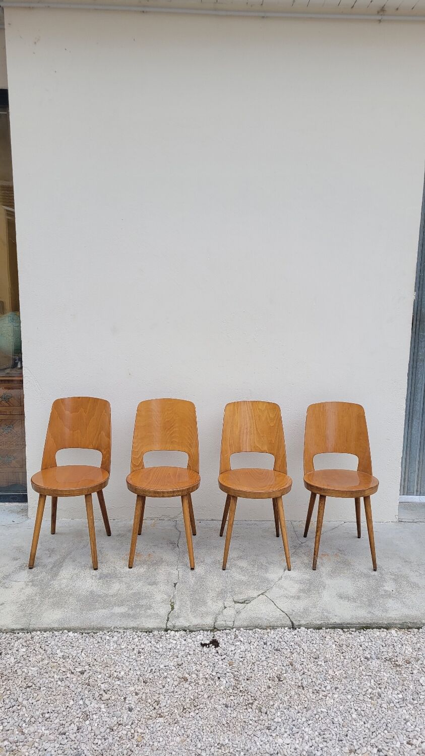 Series of 4 Baumann bistro chairs model Mondor 1950 vintage