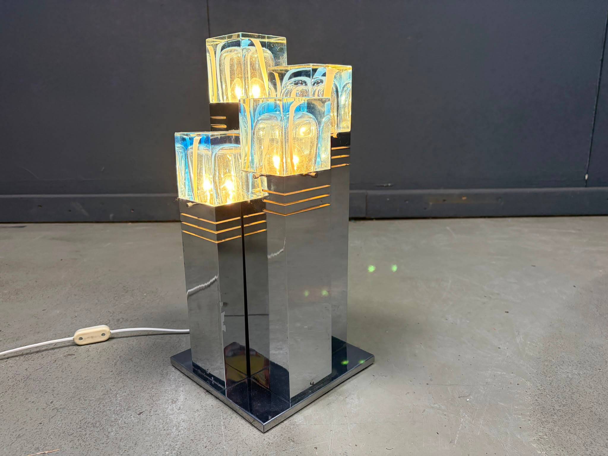 Vintage Cubico table lamp by Gaetano Sciolari, 1970s