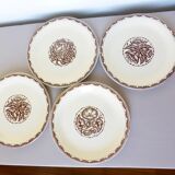 4 vintage dessert plates of Sarreguemines Argonne model in porcelain 210702