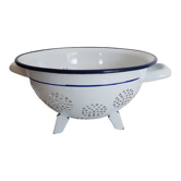 Strainer 3 feet in white enamel vintage French 30s