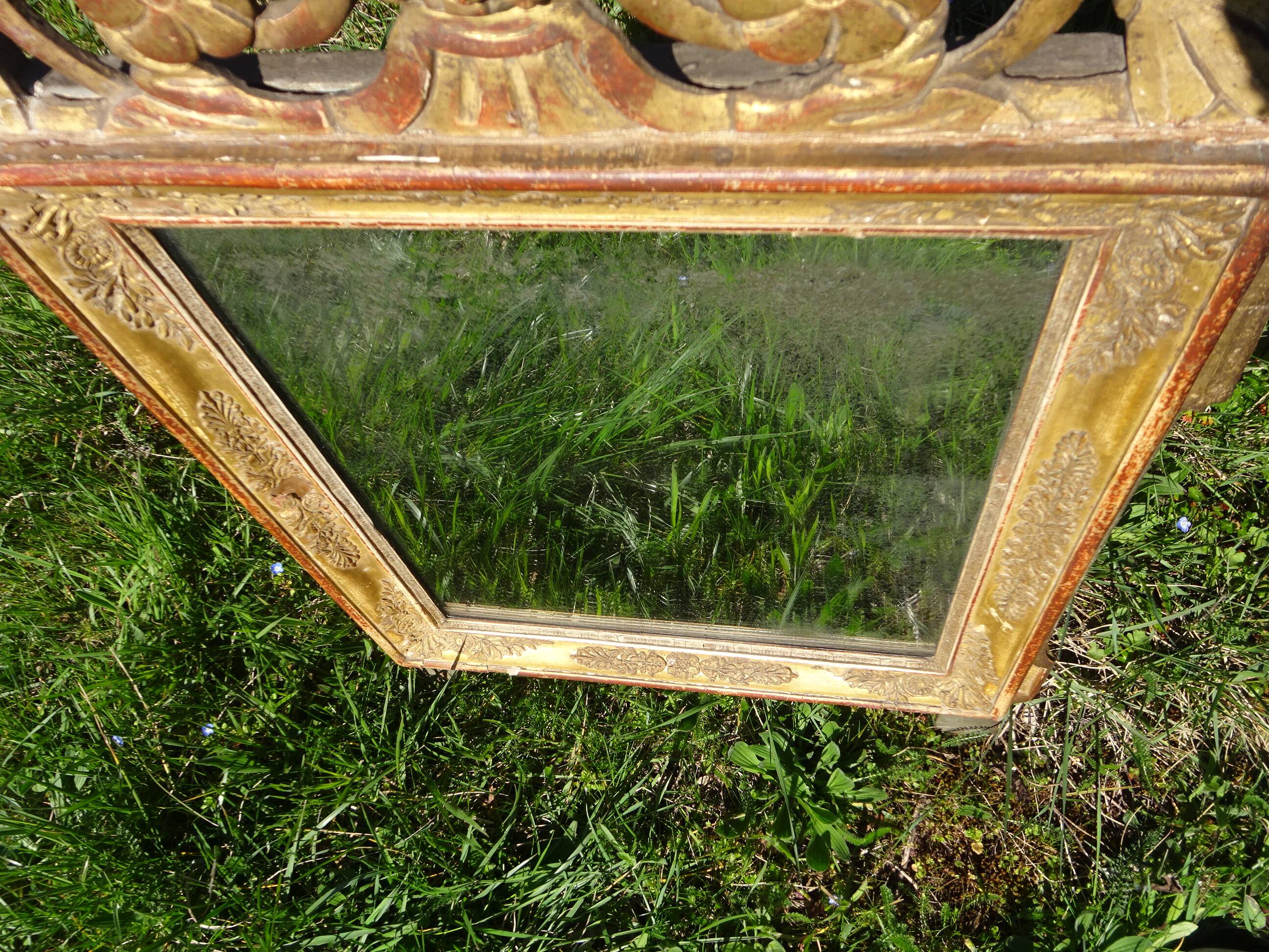 Antique mercury mirror, Louis XVI style gilded frame, 84x50cm