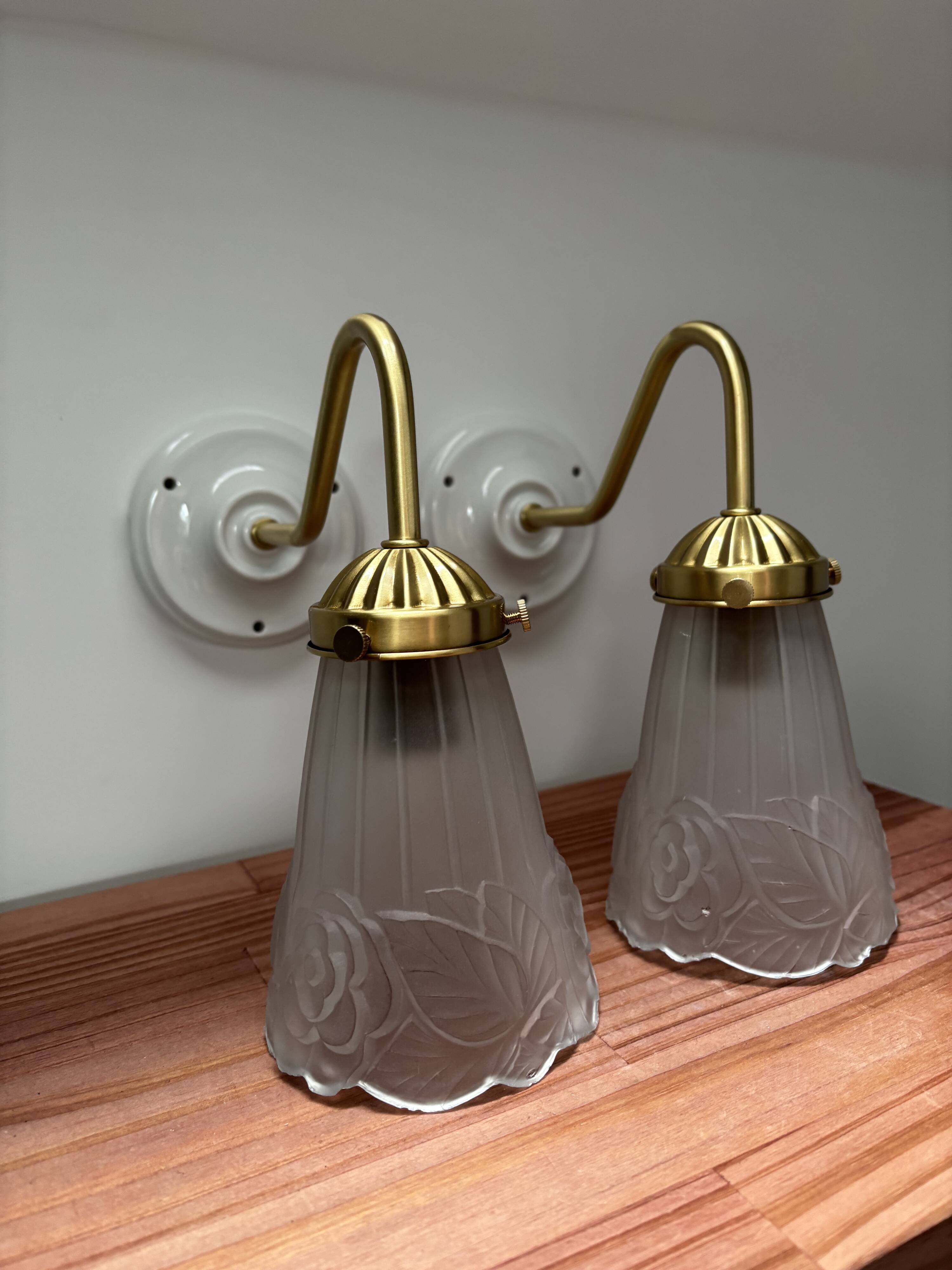 Pair of swan neck wall lights