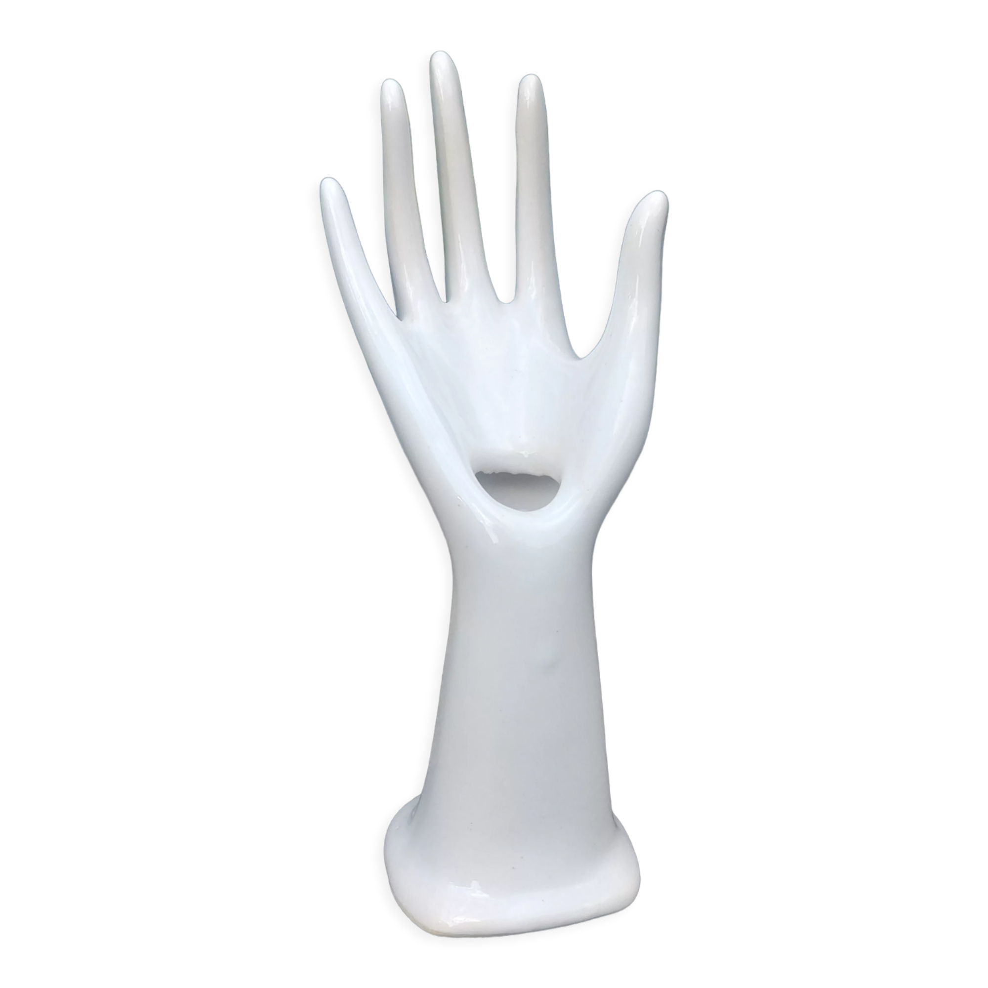 Hand ring holder, vase in white ceramic Vintage