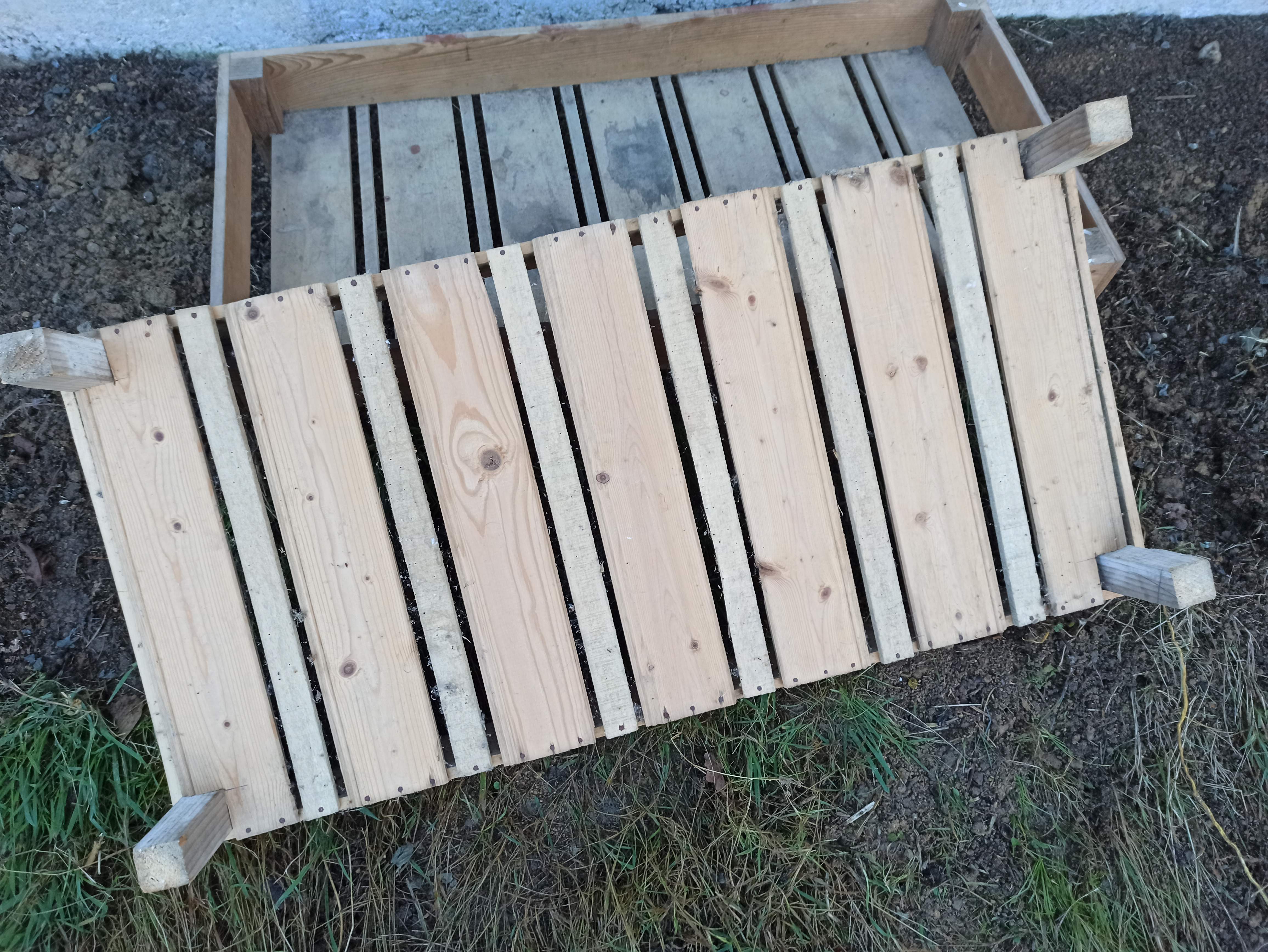 Set of four wooden shelves crate boxes