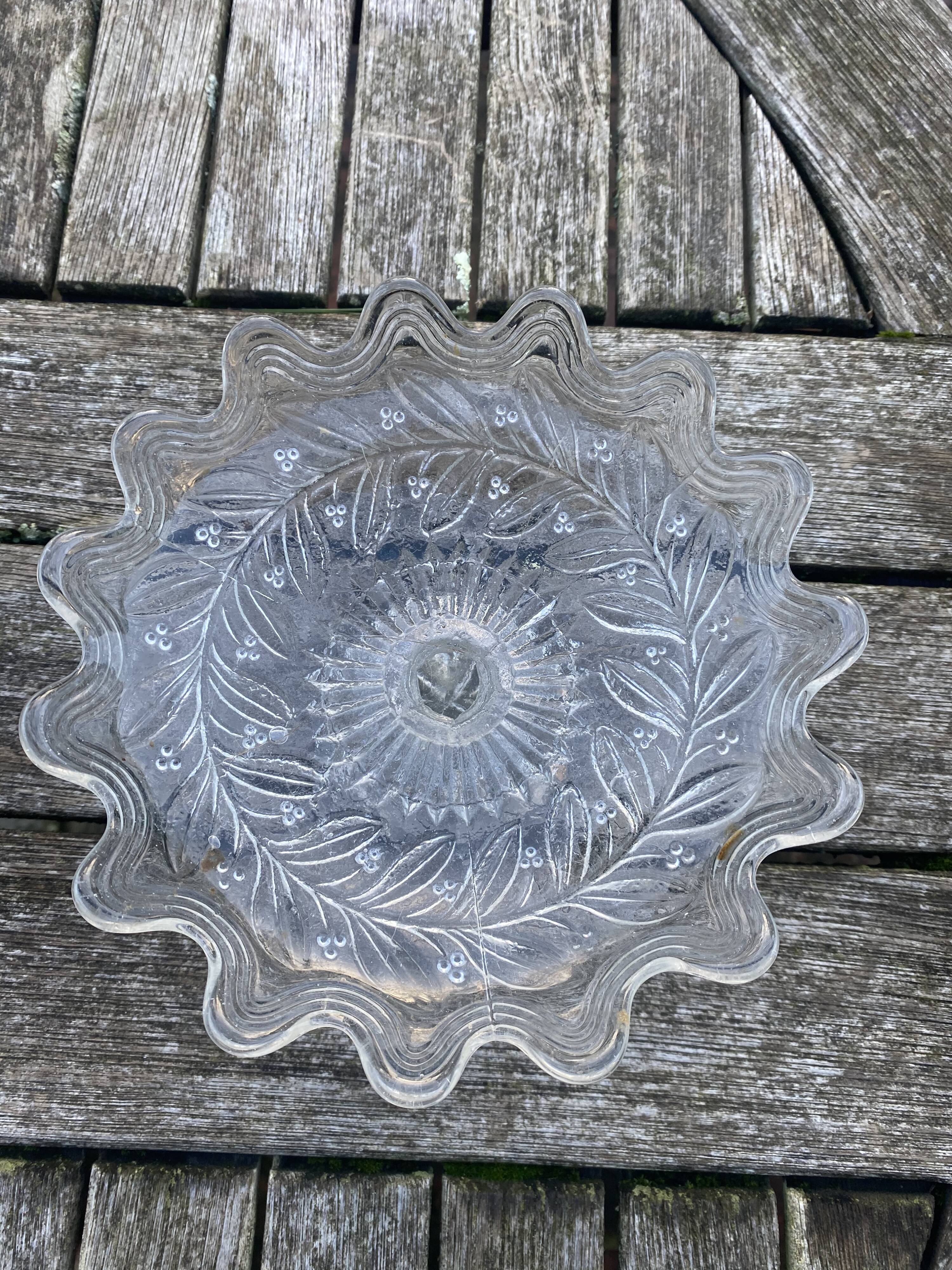 Molded pressed glass compote bowl