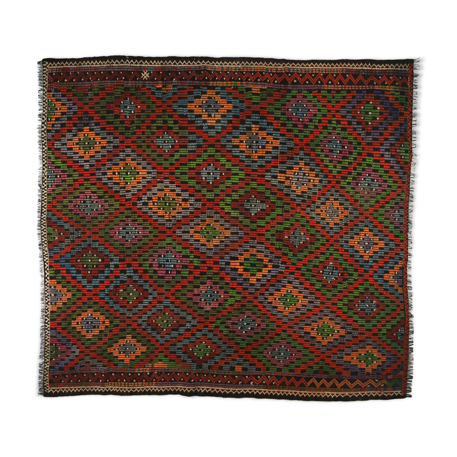 Anatolian handmade kilim rug 258 x 138 cm
