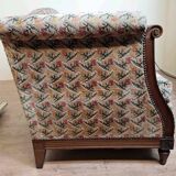 Louis XVI style bench circa 1900, geneva velvet tapestry with floral decorations