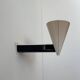 Vintage modernist wall lamp, cream and black lacquered metal, Italy 1970s