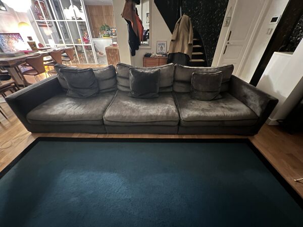 Canapé long Island Roche Bobois gris foncé