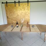 Large oval table in solid walnut renovated