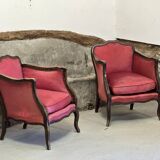 Pair of Louis XV style bergere chairs
